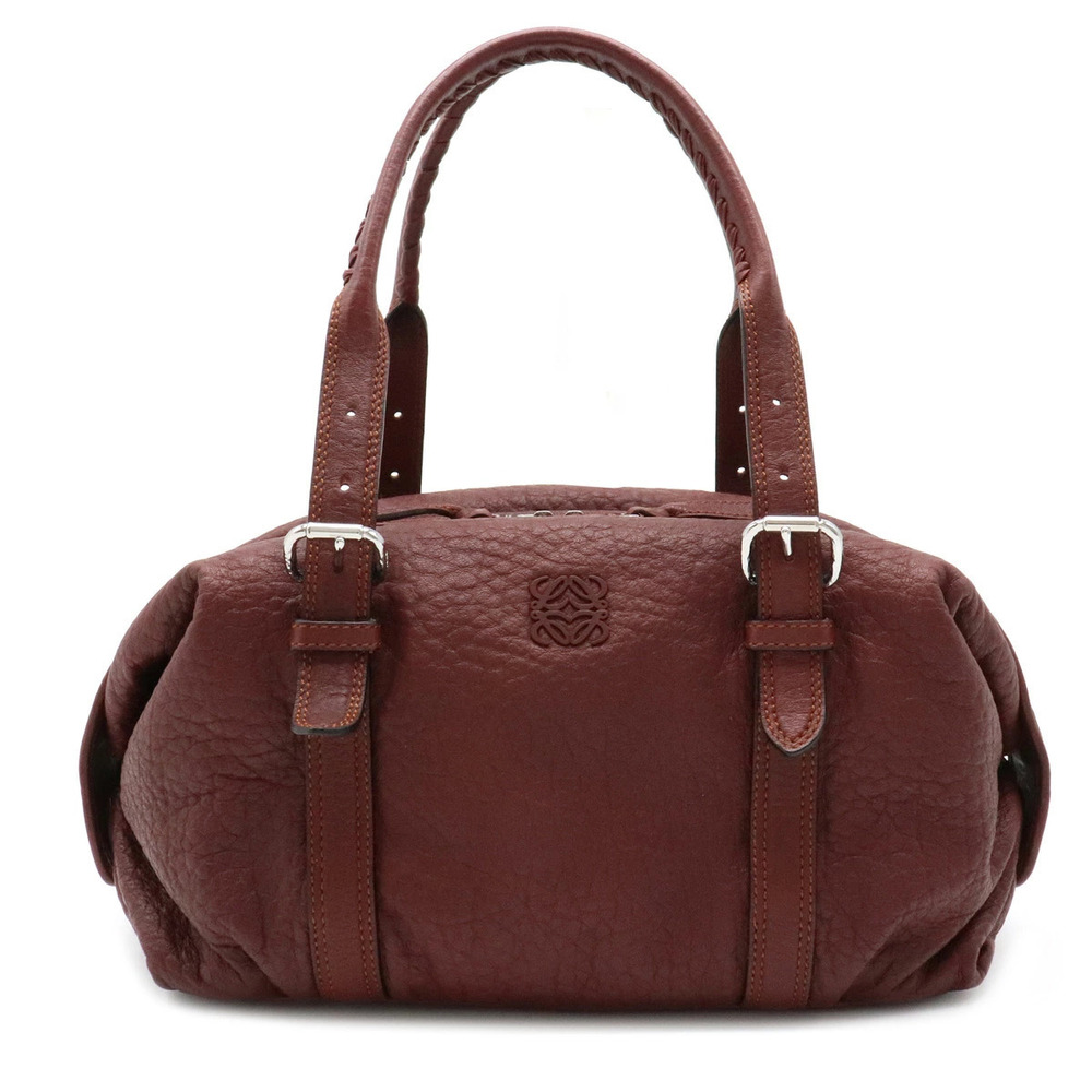 Loewe Anagram Handbag Boston Leather Bordeaux Purple